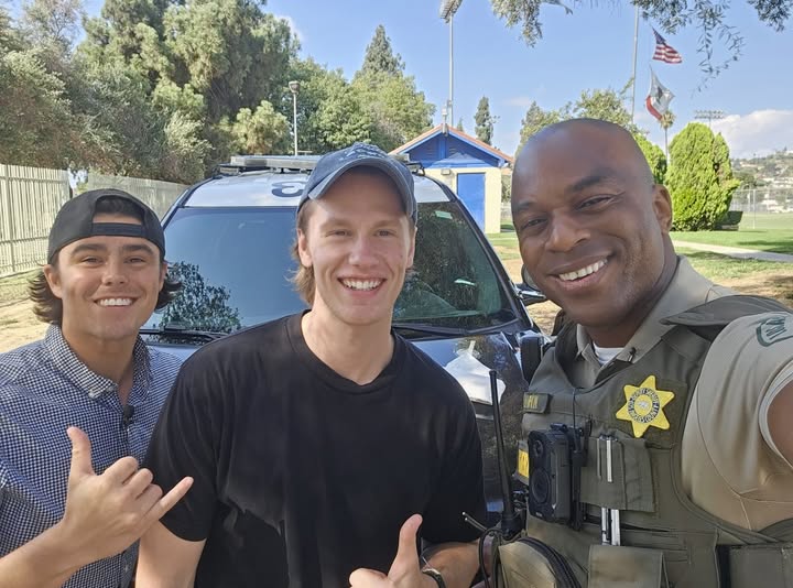 D’Andre Lampkin with the Find Your Inspiration Podcast team during a Los Angeles County Sheriff’s Department ride along.