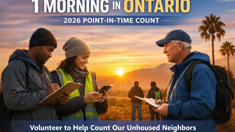 Volunteers preparing for “1 Morning in Ontario” — 2026 Point-in-Time Count in Ontario, California