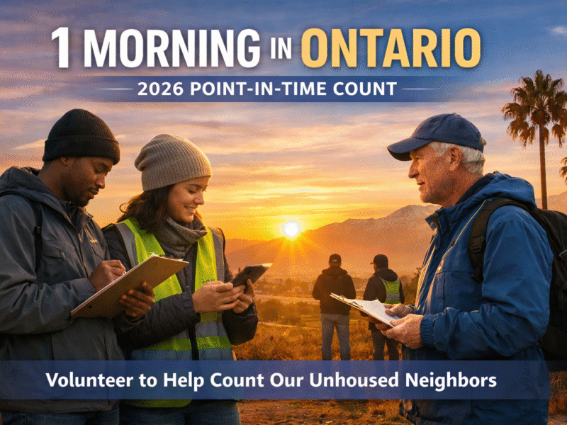 Volunteers preparing for “1 Morning in Ontario” — 2026 Point-in-Time Count in Ontario, California