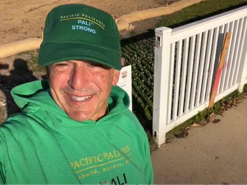 Community members gathered in Pacific Palisades during fire recovery efforts