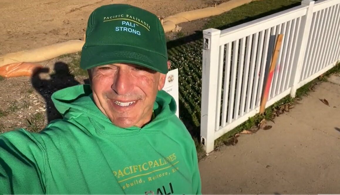 Community members gathered in Pacific Palisades during fire recovery efforts