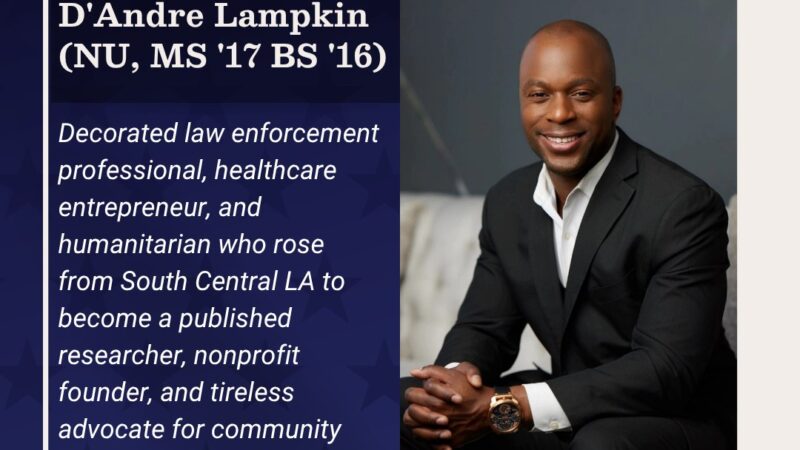 National University Public Service Recognition Week spotlight featuring D’Andre Lampkin, law enforcement professional, nonprofit founder, and community leader.